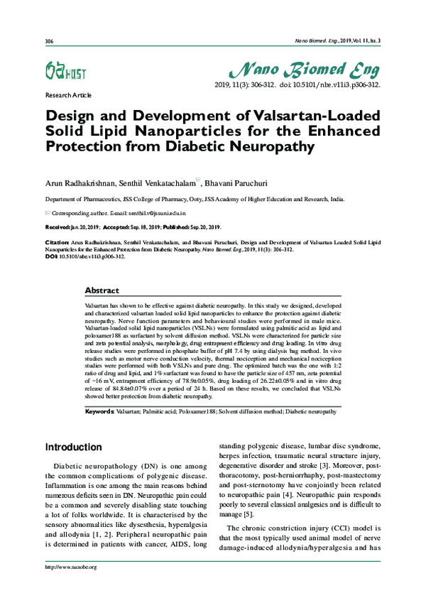(PDF) Design and Development of Valsartan Loaded Solid Lipid ...