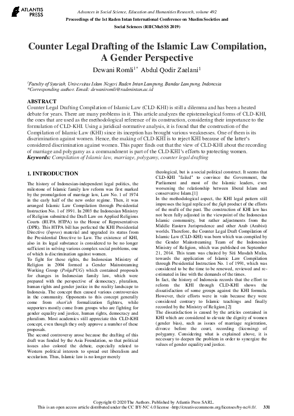 (PDF) Counter Legal Drafting of the Islamic Law Compilation, A Gender ...