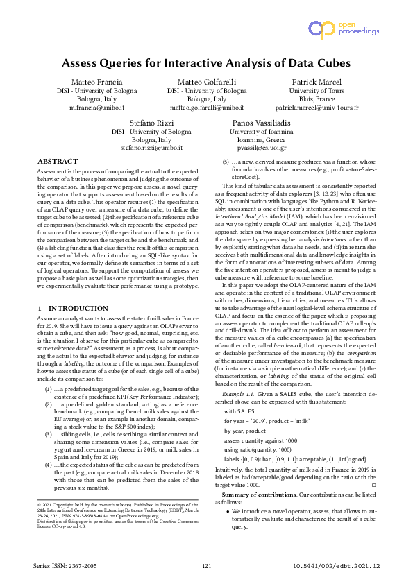 (PDF) Assess Queries for Interactive Analysis of Data Cubes