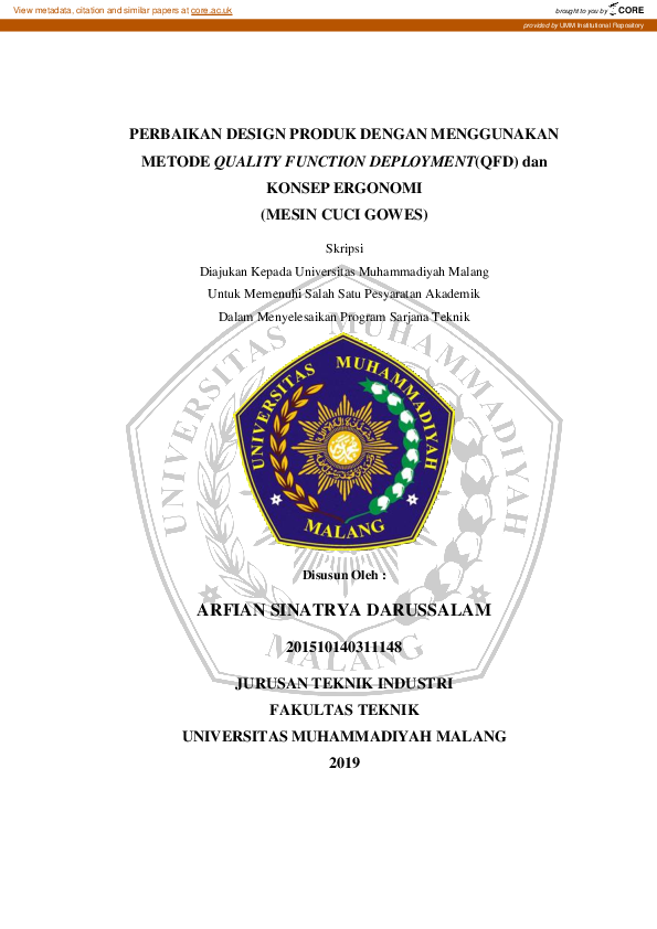 (PDF) PERBAIKAN DESIGN PRODUK DENGAN MENGGUNAKAN METODE QUALITY ...