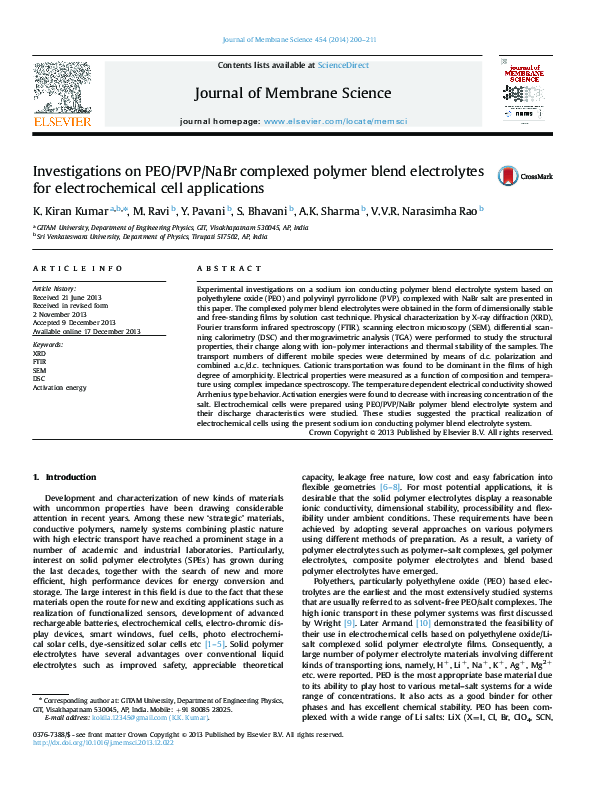 (PDF) Investigations on PEO/PVP/NaBr complexed polymer blend ...