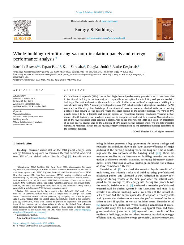 (PDF) Whole building retrofit using vacuum insulation panels and energy ... - Building Energy Efficiency Strategies With Vacuum Insulation