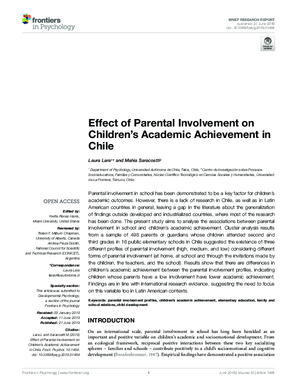 (PDF) Effect of Parental Involvement on Children’s Academic Achievement ...