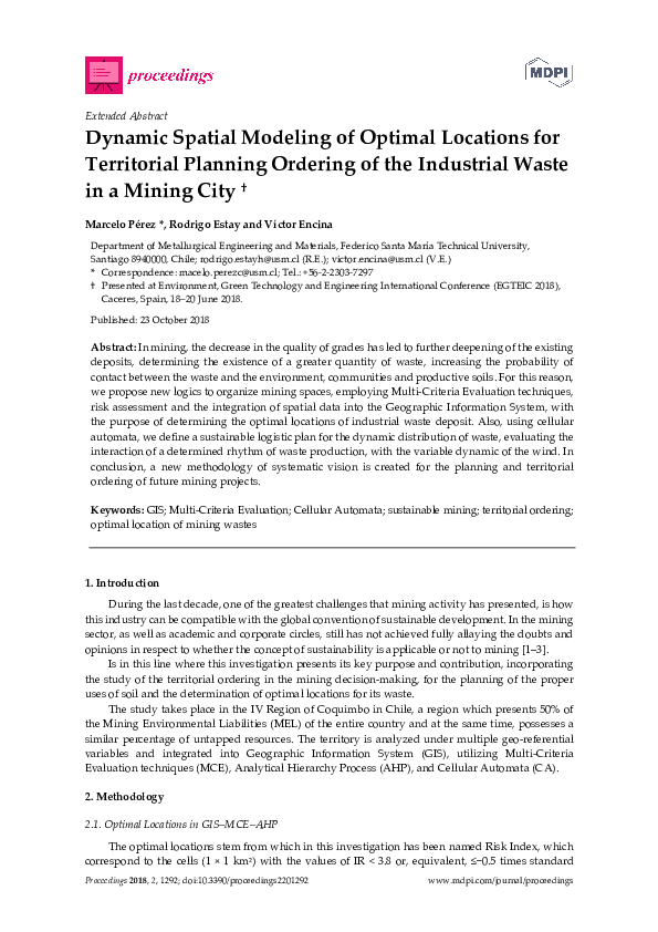 (PDF) Dynamic Spatial Modeling of Optimal Locations for Territorial ...