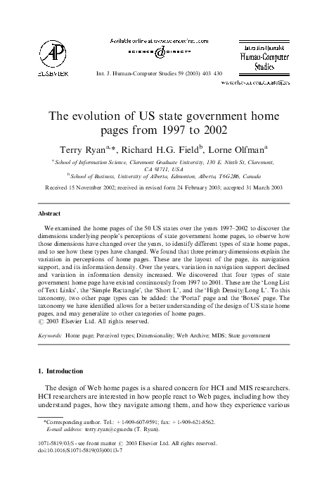 The evolution of US state government home pages from 1997 to 2002