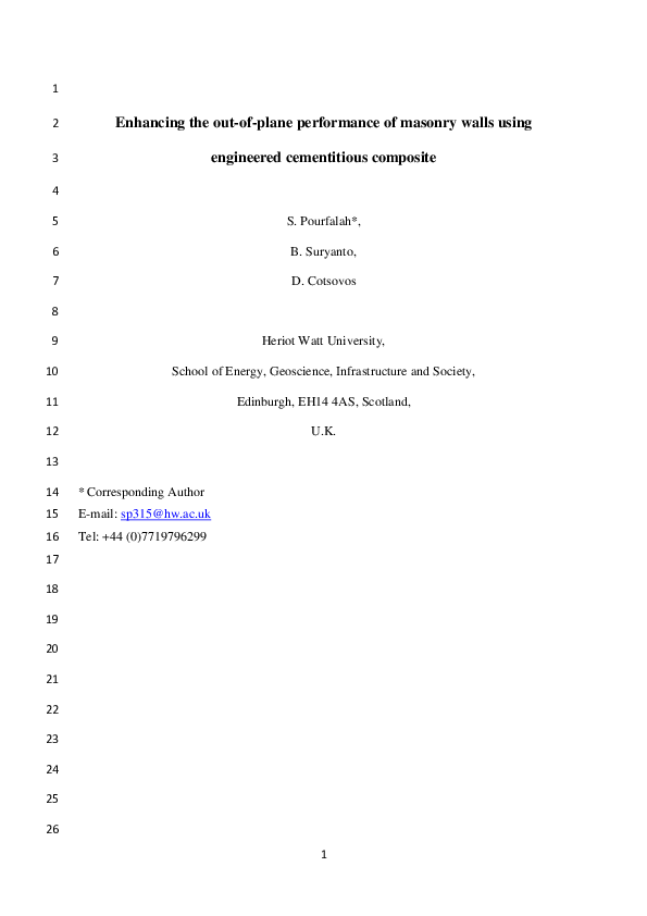 (PDF) Enhancing the out-of-plane performance of masonry walls using ...