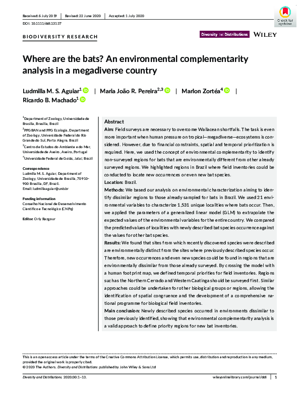 (PDF) Where are the bats? An environmental complementarity analysis in ...
