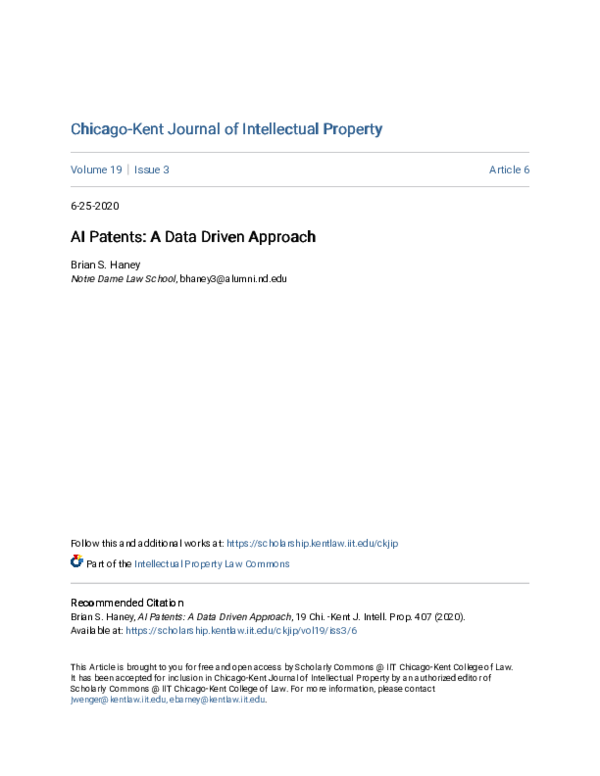 (PDF) AI Patents: A Data Driven Approach