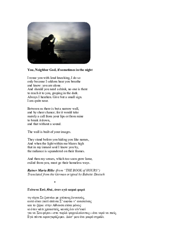 DOC) TWO RILKE POEMS ON MAN AND GOD (in English and Greek
