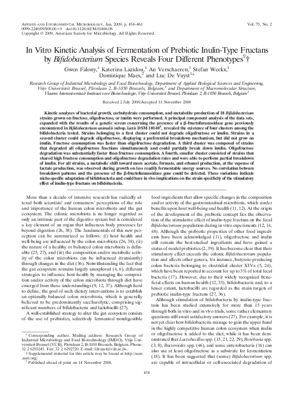 (PDF) In Vitro Kinetic Analysis of Fermentation of Prebiotic Inulin ...