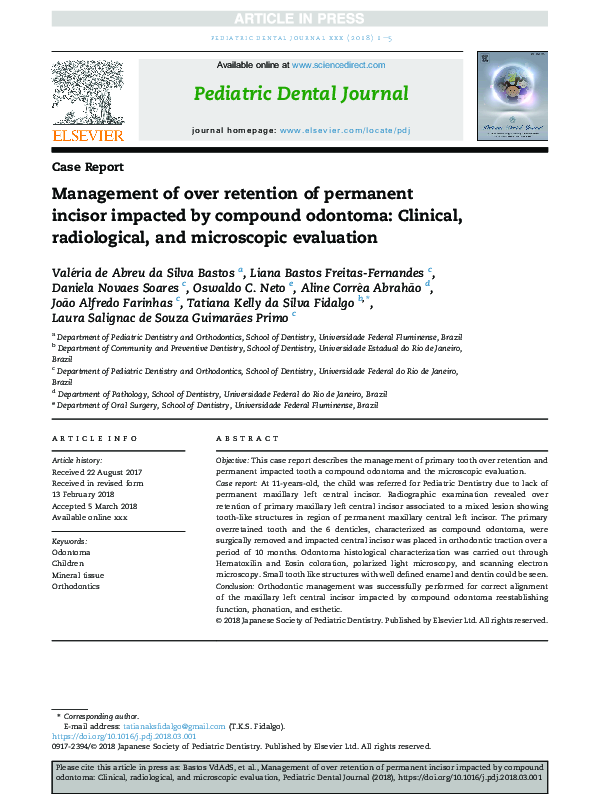 (PDF) Management of over retention of permanent incisor impacted by ...