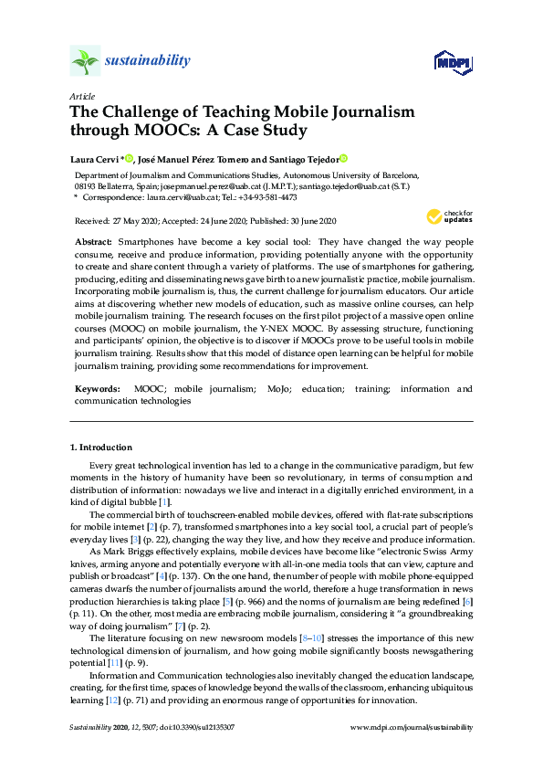 (PDF) The Challenge of Teaching Mobile Journalism through MOOCs: A Case ...
