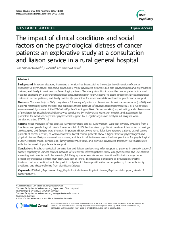 (PDF) The impact of clinical conditions and social factors on the ...