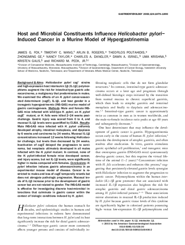 (PDF) Host and microbial constituents influence helicobacter pylori ...