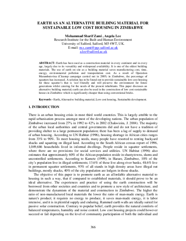 PDF) Earth as an alternative building material for sustainable low 