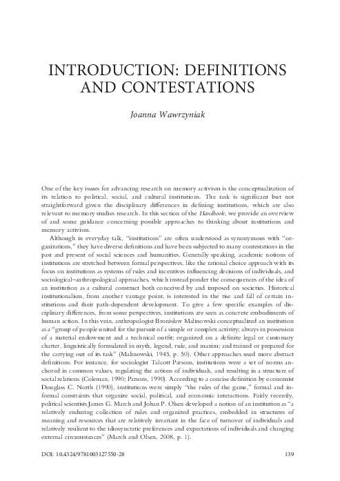 (PDF) INTRODUCTION: DEFINITIONS AND CONTESTATIONS
