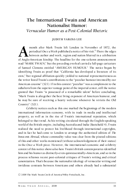 (PDF) The International Twain and American Nationalist Humor ...