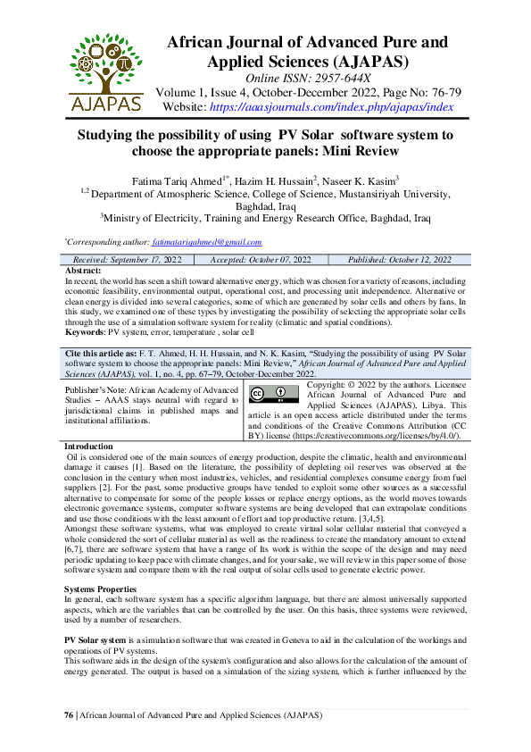 (PDF) African Journal of Advanced Pure and Applied Sciences (AJAPAS