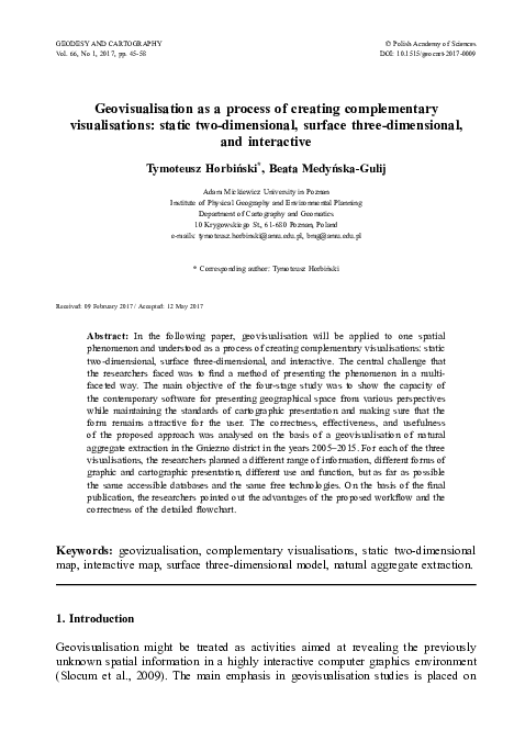 (PDF) Geovisualisation as a process of creating complementary ...