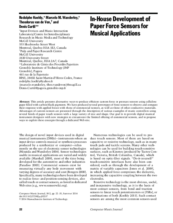 (PDF) In-House Development of Paper Force Sensors for Musical Applications