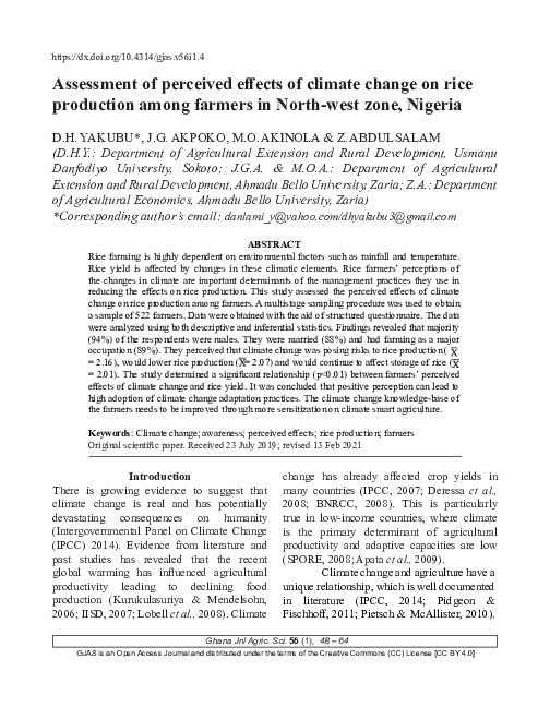 (PDF) Assessment of perceived effects of climate change on rice ...