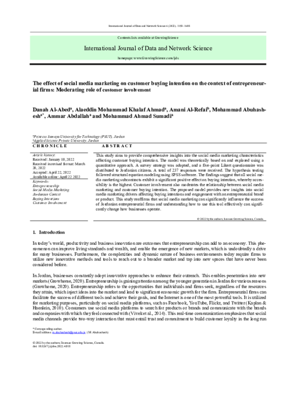(PDF) The effect of social media marketing on customer buying intention ...