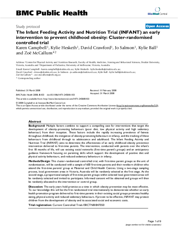 View of (PDF) The Infant Feeding Activity and Nutrition Trial (INFANT) an early ...
