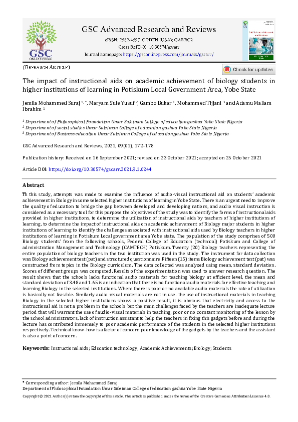 (PDF) The impact of instructional aids on academic achievement of ...