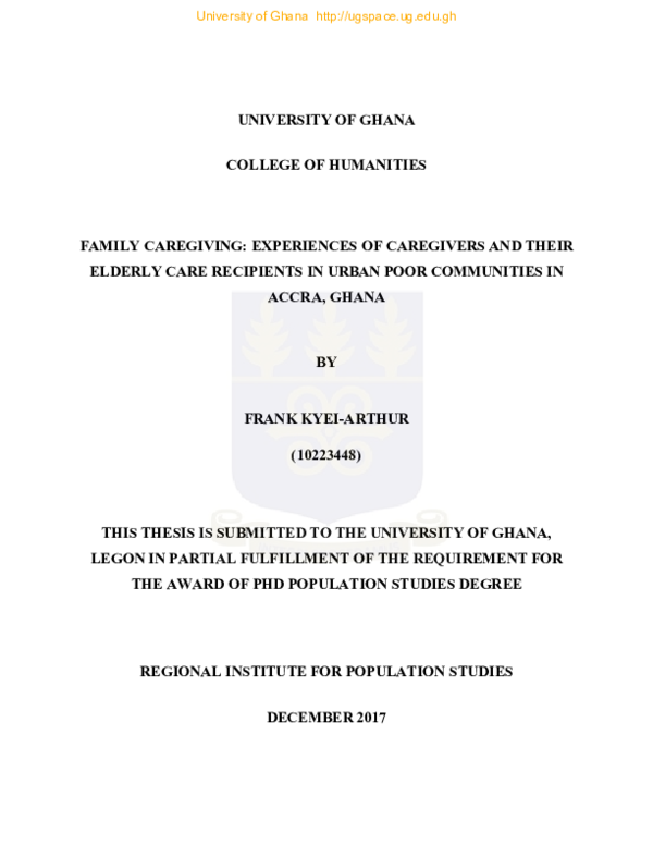(PDF) Family Caregiving Experiences of Caregivers and their Elderly ...