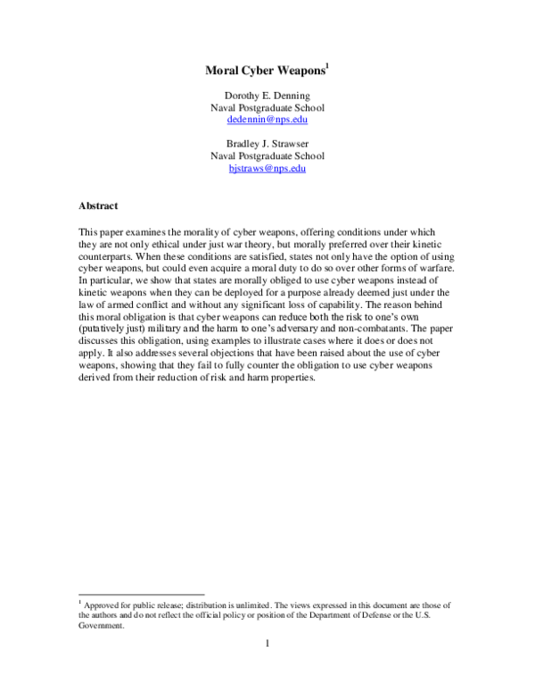 (PDF) Moral Cyber Weapons Bradley Strawser Academia.edu