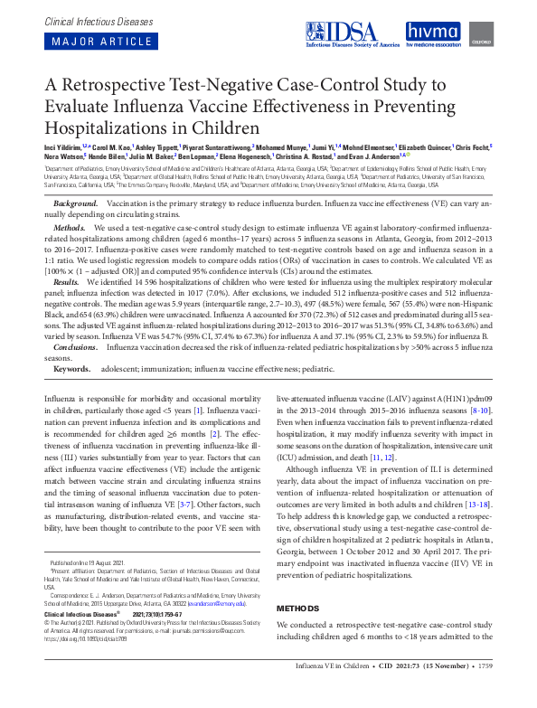 (PDF) A Retrospective Test-Negative Case-Control Study to Evaluate ...