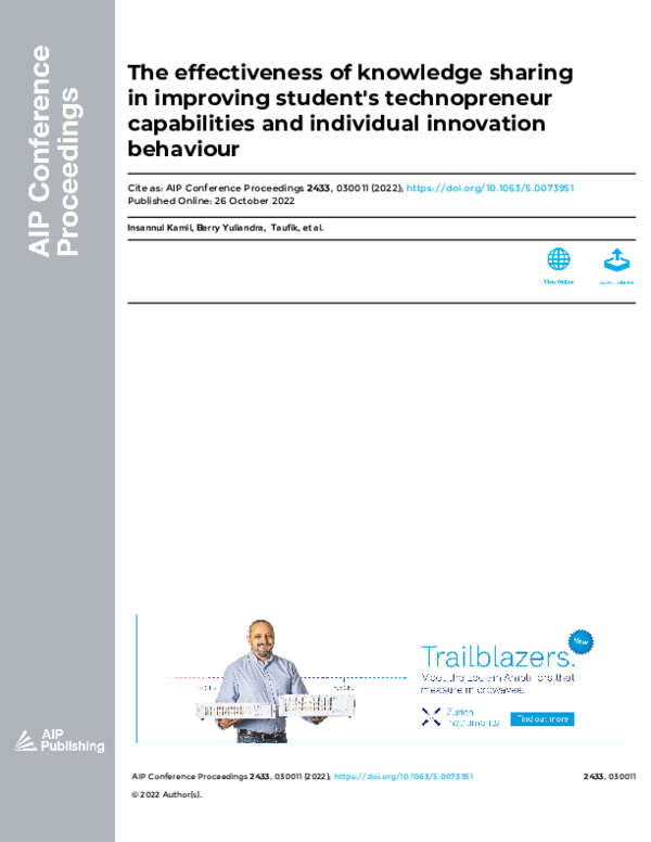(PDF) The effectiveness of knowledge sharing in improving student's ...