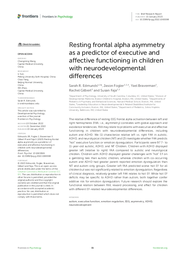 (PDF) Resting frontal alpha asymmetry as a predictor of executive and ...