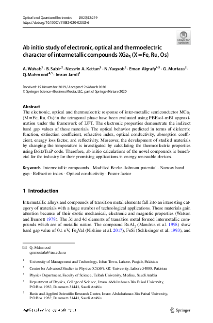 (PDF) Ab initio study of the electronic, optical and thermodynamic ...