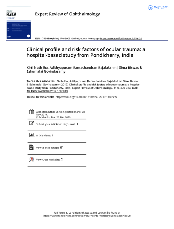 (PDF) Clinical profile and risk factors of ocular trauma: a hospital ...