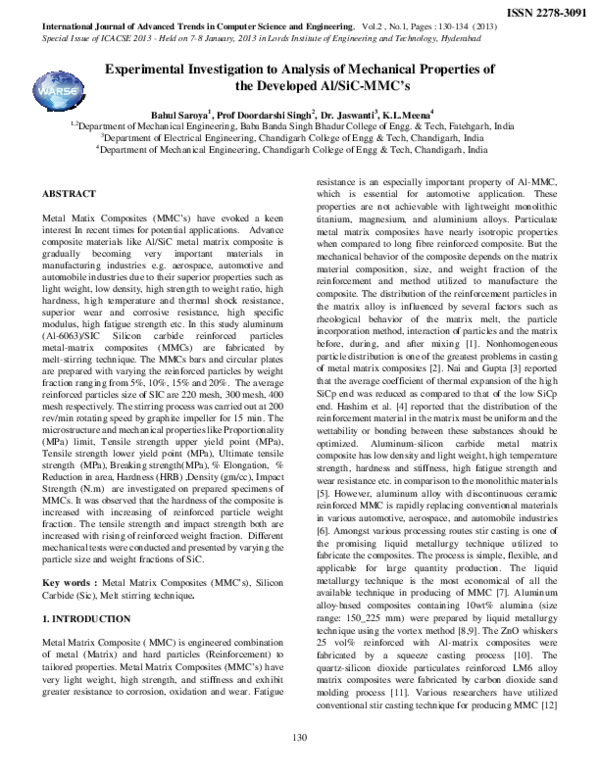 (PDF) Experimental Investigation to Analysis of Mechanical Properties ...
