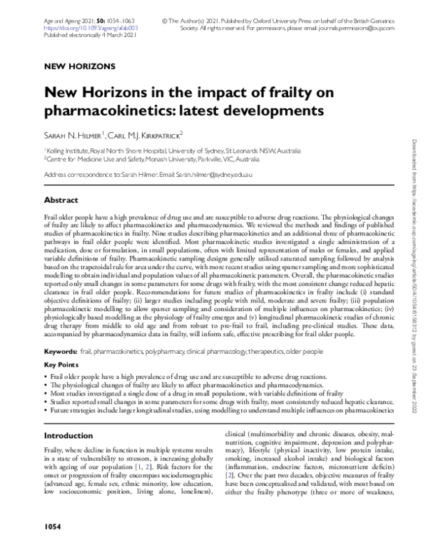 (PDF) New Horizons in the impact of frailty on pharmacokinetics: latest ...