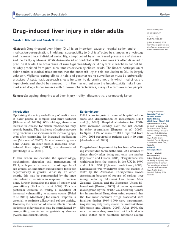 (PDF) Drug-induced liver injury in older adults