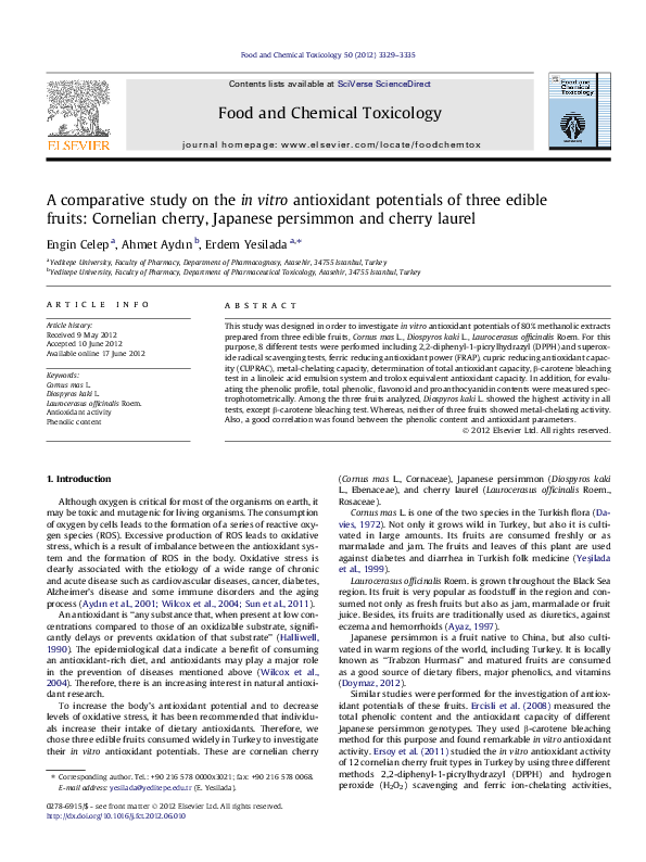 (PDF) A comparative study on the in vitro antioxidant potentials of ...