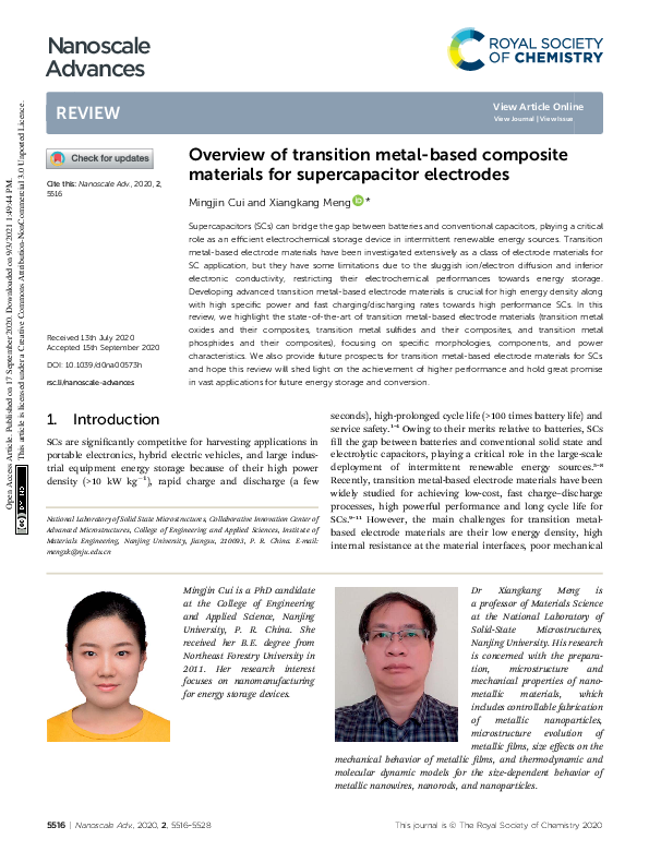 (PDF) Overview of transition metal-based composite materials for ...