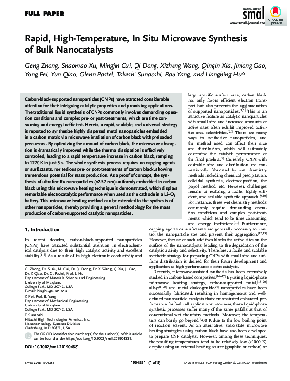 (PDF) Rapid, High‐Temperature, In Situ Microwave Synthesis of Bulk ...