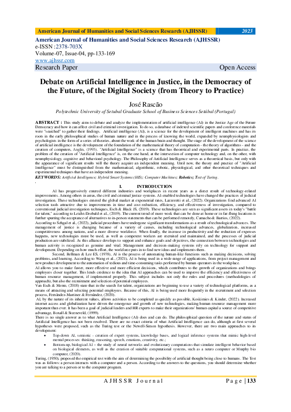 (PDF) Debate on Artificial Intelligence in Justice, in the Democracy of ...