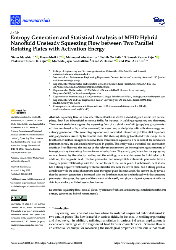 (PDF) Entropy Generation and Statistical Analysis of MHD Hybrid ...