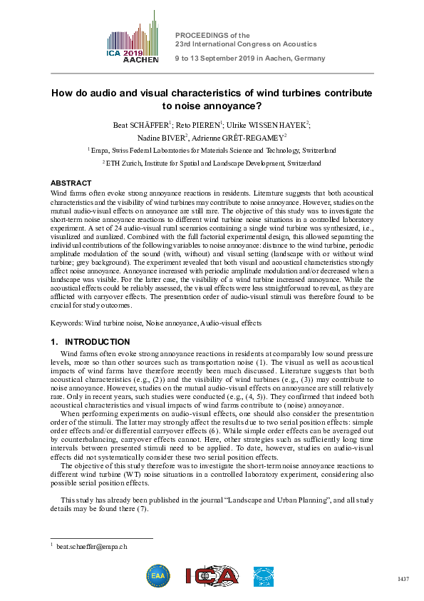 (PDF) How do audio and visual characteristics of wind turbines ...