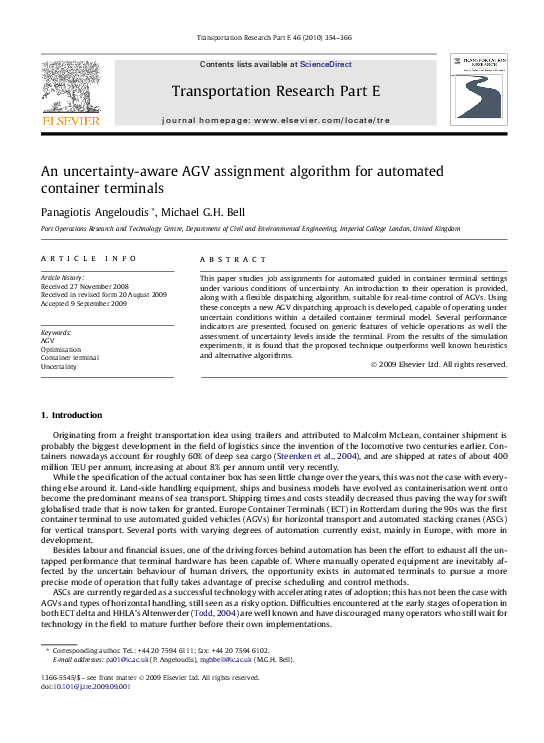 (PDF) An uncertainty-aware AGV assignment algorithm for automated ...