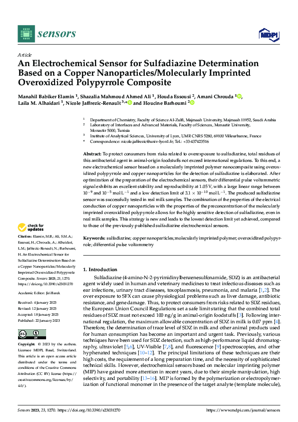 (PDF) An Electrochemical Sensor for Sulfadiazine Determination Based on ...