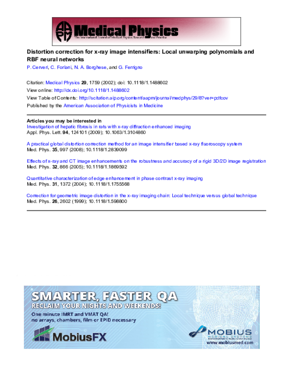 (PDF) Distortion correction for x-ray image intensifiers: Local ...