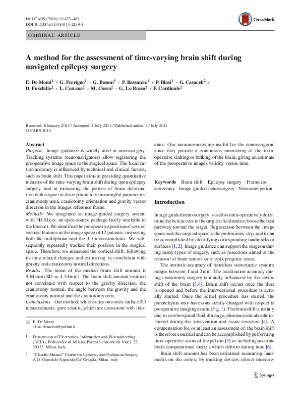 (PDF) Quantifying Time-Varying Brain Shift in Epilepsy Surgery