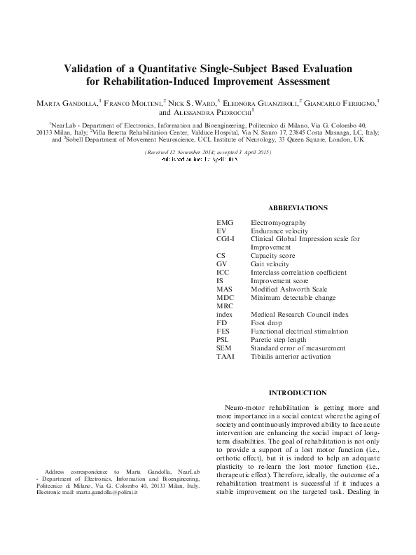 (PDF) Validation of a Quantitative Single-Subject Based Evaluation for ...