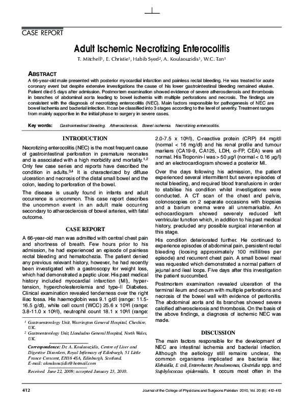 (PDF) Adult ischemic necrotizing enterocolitis Anastasios Koulaouzidis Academia.edu